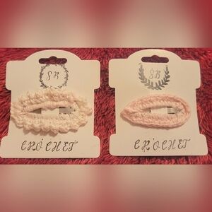 Crochet Hair Clips - Cream
